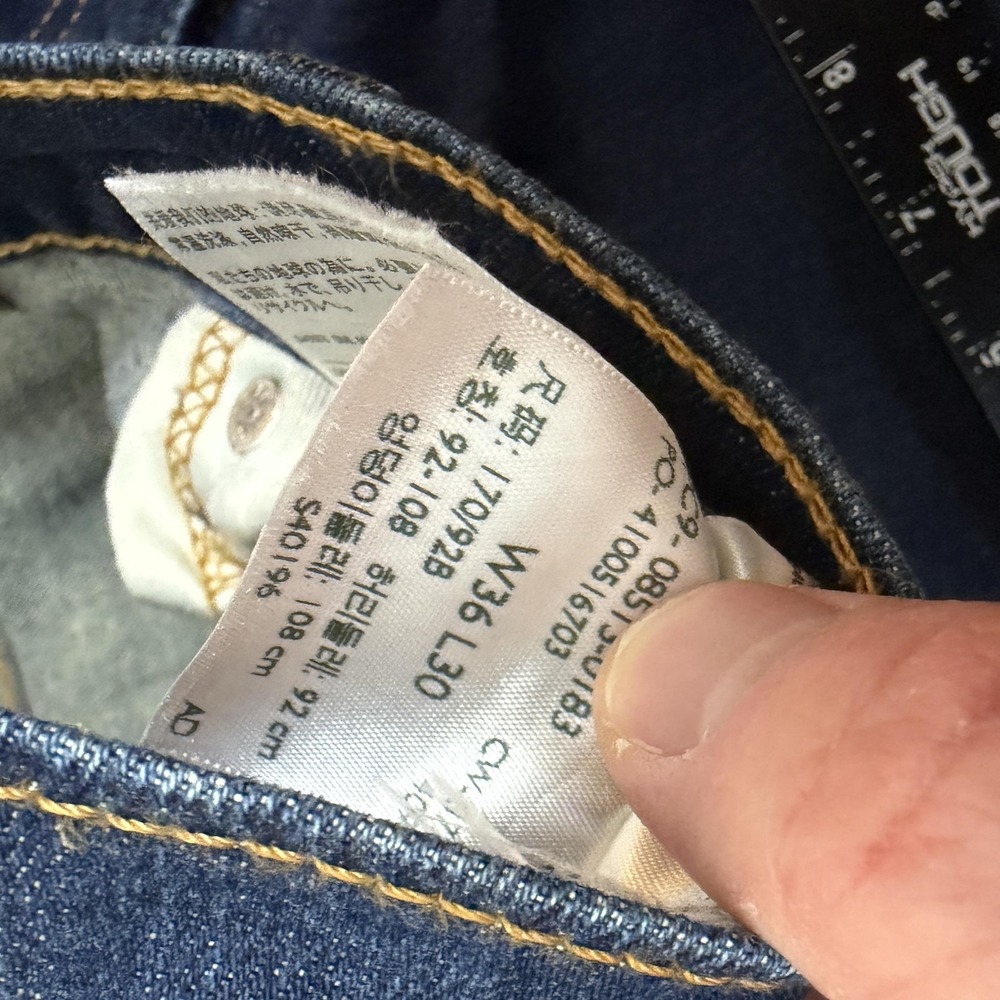 Levis 513 Jeans Mens Blue Dark Wash Denim Slim Straight Zip Fly Classic 36x30 - Picture 4 of 8